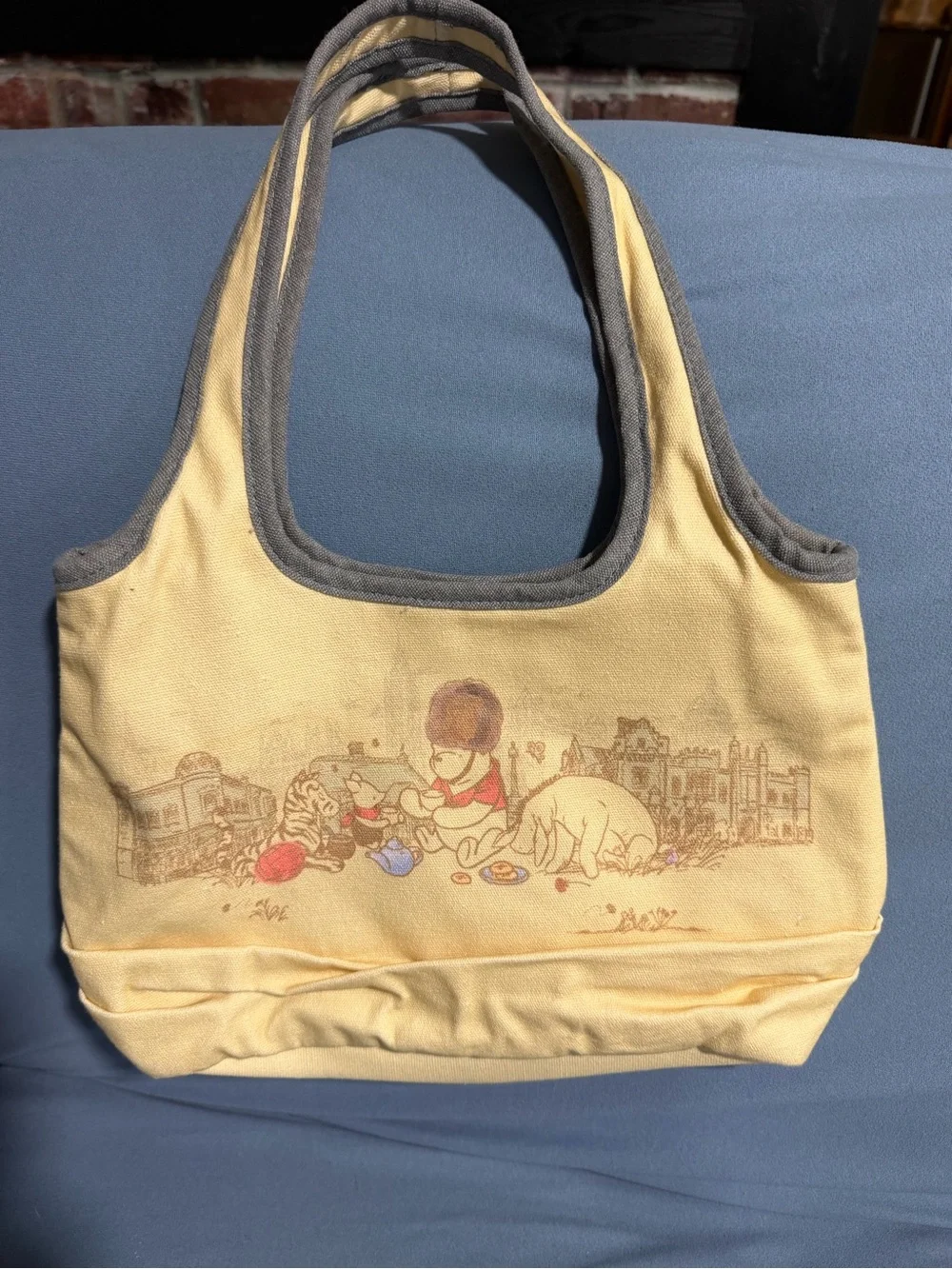 Disney Yellow Canvas Tote with Gray Trim and Character Print